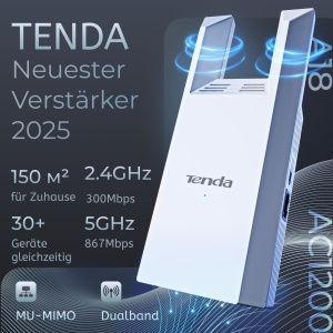 Repetitor Wi-Fi Tenda A18 Dual-Band AC1200, 1200 Mbps, Acoperire 150 m - Img 2