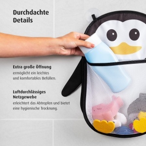 Retea de depozitare pentru jucarii de baie Reer MyHappyPingu, 4 litri, design pinguin, 100 poliester - Img 4