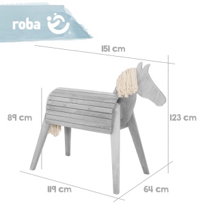 Roba din lemn Holzpferd pentru gradina, 123x63x153 cm, gri, din lemn masiv - Img 7