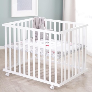 Roba Laufgitter Adam si Eule 75 x 100 cm - Laufstall cu protectie si roti, alb - Img 3