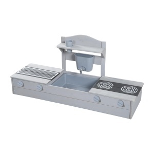 Roba Sandkasten cu Matschkuche 2in1 pentru copii, FSC, 54x116x37 cm, gri