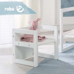 roba Scaun pentru copii in stil casa de tara - Scaun si scaun reversibil cu 3 inaltimi de sezut - Scaun multifunctional pentru copii - Lemn alb - Img 2