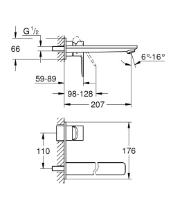 Robinet de baie GROHE Lineare, montaj pe perete, finisaj Supersteel mat - Img 2