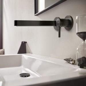Robinet de baie hansgrohe Finoris, montare pe perete, EcoSmart, Brushed Black Chrome, 22,8 cm - Img 8