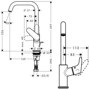 Robinet de baie hansgrohe Focus, inaltime 240mm, crom, EcoSmart - Img 3