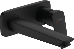 Robinet de baie hansgrohe Logis, montaj pe perete, 19,5 cm, mattschwarz, economisire apa