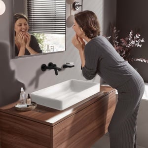 Robinet de baie hansgrohe Vivenis, montare pe perete, mat-negru, cu apa economisitoare - Img 7