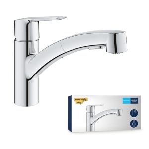 Robinet de bucatarie GROHE Start, crom, cu dus retractabil, 90 rotire