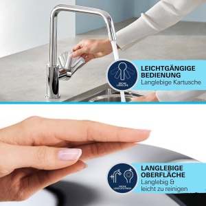 Robinet de bucatarie GROHE StartLoop, crom, cu dus retractabil, 360 rotire - Img 5