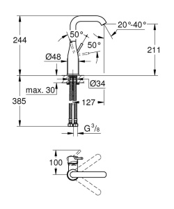 Robinet pentru chiuveta GROHE Essence 23541001, crom, inaltime 24cm, design durabil - Img 2