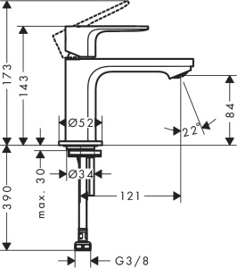 Robinet pentru chiuveta hansgrohe Rebris S, crom, economisire apa, inaltime 84 mm - Img 7