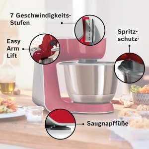 Robot de bucatarie Bosch MUM58720, 1000 W, bol inox 3,9 L, rosu - Img 4
