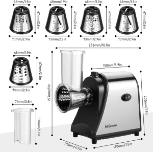 Robot de bucatarie electric 250W, 5-in-1, cu lame interschimbabile pentru legume si branzeturi - Img 6
