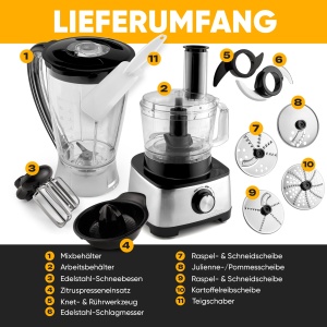 Robot de bucatarie ProfiCook(r) 3 in 1 | Blender, robot de bucatarie si storcator | 1200W | pentru feliat, razuit si framantat | Deschidere de reumplere | Viteza continua | incl. 11 accesorii | PC KM 1063 - Img 5