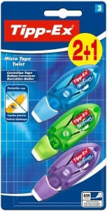 Rola corectoare Tipp-Ex Micro Tape Twist, 8m x 5mm, 3 culori, 3 bucati - Img 2