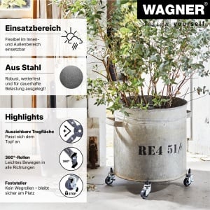 Rola pentru plante WAGNER Sun City Basic, 32-46 cm, 100 kg, 4 roti - Img 3