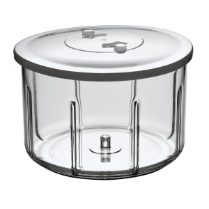 ROSLE Multi Cutter, tocator de inalta calitate pentru fructe si legume cu cutit foarte ascutit, otel inoxidabil 18/10, incl. cos pentru ierburi, insertie blender si capac de depozitare, 13 x 13 x 12 cm, argintiu - Img 4