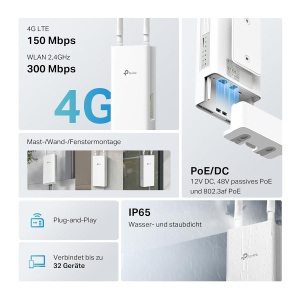 Router 4G LTE TP-Link TL-MR110-Outdoor, 150 Mbits, IP65, WLAN 300 Mbits - Img 2