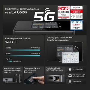 Router mobil TP-Link M8550 5G LTE, Tri-Band Wi-Fi 6E, 4680 mAh - Img 3
