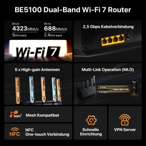 Router Wi-Fi 7 Tenda RE6L Pro, Dual-Band 5011 Mbps, 5 Antene - Img 2