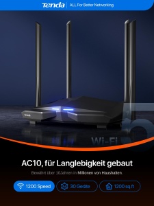 Router WLAN Dual-Band Tenda AC10, Gigabit 1200 MBits, 4 Porturi LAN - Img 3