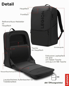 Rucsac de gaming Lenovo Legion GB800, 17 inch, culoare neagra, rezistent - Img 6