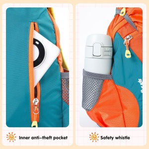 Rucsac pentru copii Cozary, rucsac pentru sporturi in aer liber impermeabil de 5 litri potrivit, rucsac confortabil pentru drumetii pentru copii, design respirabil, mini rucsac pentru copii de 1-3 ani, pentru scoala, calatorii, sport, portocaliu - Img 6
