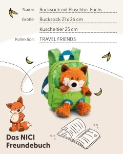 Rucsac pentru copii NICI cu fux de plus 21x26cm verde - Img 7