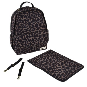 Rucsac pentru schimbat bebe BEABA Tokyo 21L, unisex, 9 compartimente, leopard - Img 3