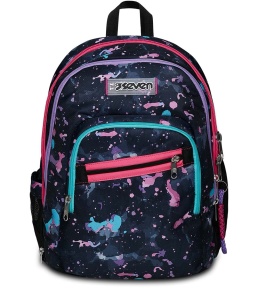 Rucsac scolar Seven Advanced Detach - Fluo String Girl - Violet - Compartiment dublu - Buzunar pentru sticla de apa, 2 rucsacuri in 1 cu compartiment frontal detasabil, ALTELE, 31 x 43 x 22 cm, Scoala