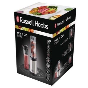 Russell Hobbs Blender - Stand Mixer & Smoothie Maker to go [motor de putere de 23.500 rpm] incl. 2x ulcior de blender 600ml (fara BPA, masina de spalat vase si rezistent la rupere incl. capac) Tocator, otel inoxidabil, 23470-56 - Img 8