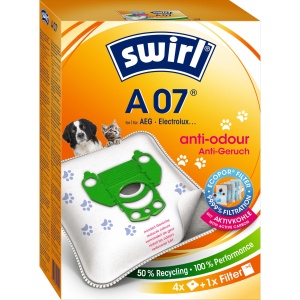 Sac aspirator Swirl A 07 EcoPor Anti-Miros 4 bucati cu filtru 999 filtrare praf fin si alergeni