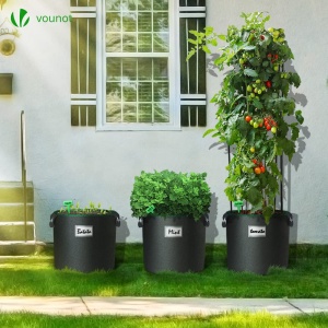 Sac de Plante VOUNOT 5 bucati 30L din material textil, cu etichete pentru plante, negru - Img 5