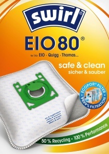 Sac pentru aspirator Swirl EIO 80 EcoPor, 10 bucati, filtrare 99,99