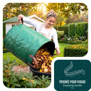 Sac pentru gradina VOUNOT, set 3 bucati, 170L, verde, cu manere si sistem de inchidere - Img 5