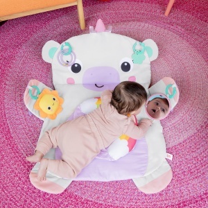 Saltea de activitati Bright Starts Tummy Time Prop Play, Unicorn, 4 jucarii incluse - Img 2