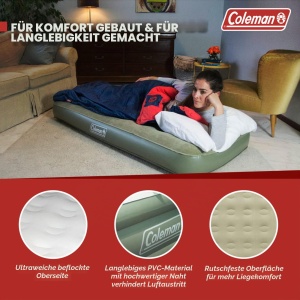Saltea gonflabila Coleman Comfort Single, 188 x 85 cm, 148 kg, verde - Img 4