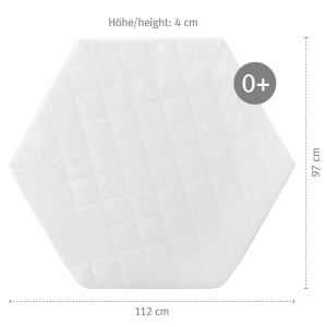 Saltea hexagonala pentru tarc copii Roba 112x97 cm Husa detasabila Alb matlasat - Img 2