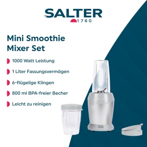 Salter Aspen NutriPro Mini Smoothie Maker 1000W Motor Puternic To-Go Becher BPA-Free - Img 2