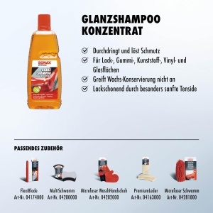 Sampon Concentrat pentru Masini SONAX GlanzShampoo 1L - Curatare Eficienta, Fara Fosfati - Img 3