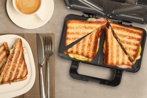 Sandwich maker Bestron ASM90XLZ, 900W, 2 sandwich-uri, negru mat - Img 4