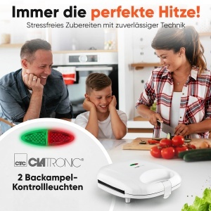 Sandwich Maker Clatronic ST 3813, 820W, Alb, Placi Triunghiulare - Img 5