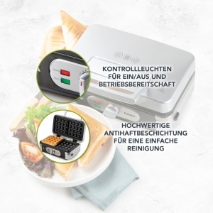 Sandwich Maker DOMO 3-in-1 DO9136C cu Placi Interchangeabile, Antiaderente - Img 4