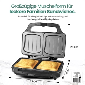 Sandwich Maker Emerio ST-109562.17, 900W, forma XXL, usor de curatat - Img 4