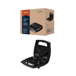 Sandwich Maker Grundig SWM2940, 750 W, Negru-Metalic, 2 Sandwichuri