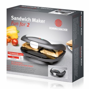Sandwich Maker ROMMELSBACHER ST 710, 2 sandwichuri, Antiaderent, NegruMetal - Img 6