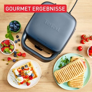 Sandwich si Waffeleisen Tefal Snack Collection SW8674F0, 700 W, NegruAlbastru - Img 3
