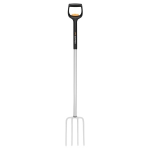 Sapa telescopica Fiskars SmartFit 1,10-1,30 m, 4 zinken, Borstahl, NegruArgintiu