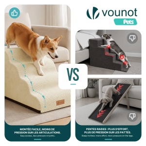 Scara pentru caini VOUNOT 4 trepte, rucsor, culoare bej - Img 6