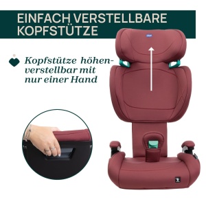 Scaun auto Chicco Quizy Lite i-Size 3-12 ani 15-36 kg rosu reglabil - Img 4